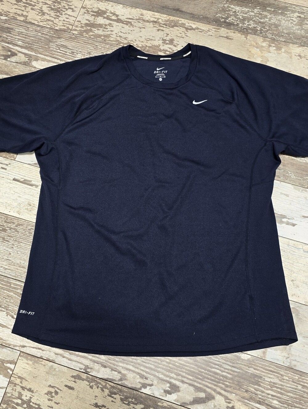 Nike Dri-FIT Running Men's Navy Blue Athletic Short Sleeve Shirt Size Xl
